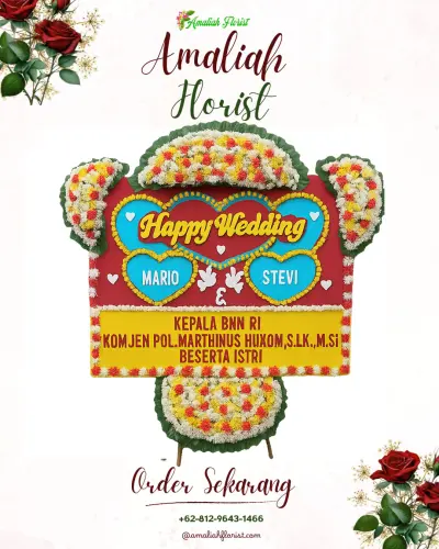Karangan Papan Bunga Pernikahan di Gandu